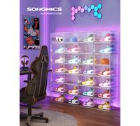 LEDREM Shoe Boxes Set Of 6, Stackable Shoe Organisers With Doors, 33 X 28.5 X 19.2 Cm