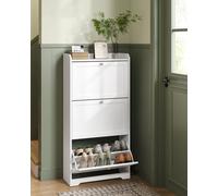 LEDREM Shoe Cabinet 3 Flaps Shoe Rack Shoe Storage Top Plate Adjustable Divider,cloud White