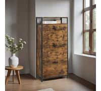 LEDREM Shoe Cabinet, High Shoe Storage Cabinet With 3 Folding Doors, In The Hallway For 12-18 Pairs Of Shoes, Space Saving