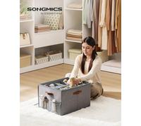 LEDREM Shoe Organiser Box, Shoe Storage For Wardrobe, Fits 16 Pairs, Container Bin With Handles And Clear Cover