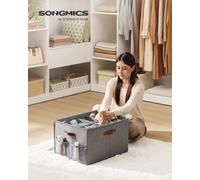 LEDREM Shoe Organiser Boxes, Pack 2 Shoe Storage For Wardrobe, Fits 32 Pairs, Container Bin With Handles And Clear Cover