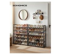 LEDREM Shoe Rack, 12-Tier Stackable Shoe Storage Shelf, Metal Shoe Organiser With Adjustable Flat Or Angled Shelve