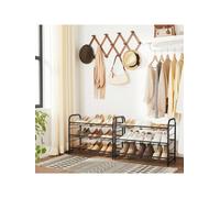 LEDREM Shoe Rack, 3-Tier Stackable Shoe Storage Shelf, Metal Shoe Organiser With Adjustable Flat Or Angled Shelves