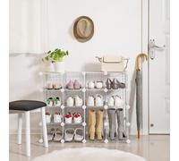 LEDREM Shoe Rack, Modular Diy Storage Unit Metal Wire Grid, Interlocking Shoe Organiser For Closet Hallway Bedroom