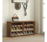 Ledrem Shoe Storage Bench, 6 Compartments, Adjustable Shelves, For Living Room, Entryway, Dorm, Brown