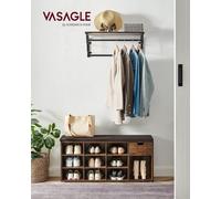 LEDREM Shoe Storage Bench, Hallway Bench With Cushion, Drawer And Open Compartments, Shoe Bench With Seat, For Living Room, Bedroom