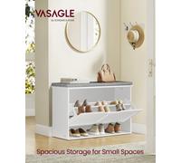 LEDREM Shoe Storage Bench With Seat, 3-Tier Hallway Bench For 9 Pairs Of Shoes, Flip Drawer With Adjustable Divider, 30 X 80 X 53.5 Cm