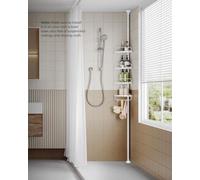 LEDREM Shower Corner Shelf, 4-Tier Bathroom Shower Shelf, 85-305 Cm Adjustable Shower Caddies, Bathroom Organiser, Black