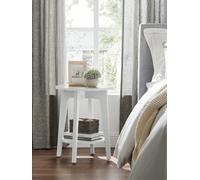 LEDREM Side Table, Small Round Table For Living Room, Bedside Table For Small Spaces With Lower Shelf, Modern Style, White