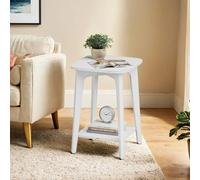 LEDREM Side Table, Small Square End Table With Lower Shelf, Nightstand For Small Spaces, Living Room, Bedroom