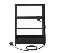 Ledrem Side Table With Charging Station, 3-Tier Narrow End Table, Magazine Rack, For Living Room, Bedroom, Study, Black