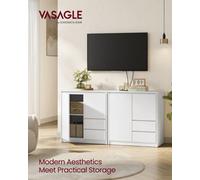 LEDREM Sideboard, Storage Cabinet With Doors, 2 Drawers And Height Adjustable Shelf, Modern, 40 X 70 X 74.5 Cm, Cloud White
