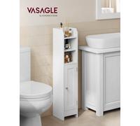 LEDREM Slim Bathroom Floor Storage Cabinet With Door, Freestanding Bathroom Storage Unit