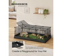 LEDREM Small Animal Playpen Cage With Waterproof Mat, Top And Side Door, For Rabbits, Guinea Pigs, 20 Panels, 123 X 63 X 41.5 Cm