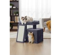 Ledrem Small Cat Tower, Cat Tree, Cat Condo With Scratching Ramp, Large Top Perch, Cave, Dark Grey