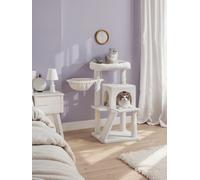 LEDREM Small Cat Tree, Cat Tower With Widened Perch For Large Cats Indoor, Kittens, Scratching Posts And Ramp, Dark Grey