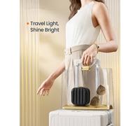 LEDREM Small Jewellery Case Organiser With Mirror, 10.5 X 10.5 X 6 Cm, Pu Surface With Stitching, Portable, Zippers, Gift Idea, Ink Black