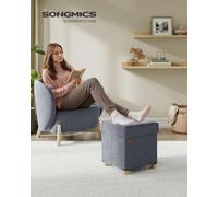 LEDREM Small Storage Ottoman, 38 X 38 X 40 Cm, Folding Storage Cube With Lid, Footstool, Footrest, 37 L, Velvet Surface, For Bedroom