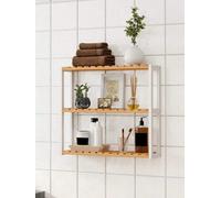 LEDREM Songmics Bamboo Shelf, Height Adjustable, 3 Tier Shelf, 60 X 15 X 54 Cm, For Bathroom, Wall, Kitchen, Books, White