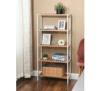 LEDREM Songmics Bathroom Shelf With 5 Tiers, Bamboo Kitchen Stand, 9 Adjustable Height, Multifunctional Display Stand