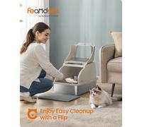 LEDREM Stainless Steel Cat Litter Box With Flip Lid, Xl Enclosed Litter Box With Leak-Proof Design