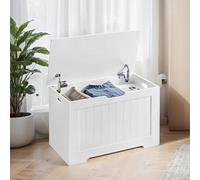Ledrem Storage Chest, Entryway Shoe Storage Bench With 2 Safety Hinges, Farmhouse Style, White