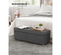 LEDREM Storage Ottoman Bench, Foldable Ottoman Foot Rest With Legs, 38 X 110 X 40 Cm, End Of Bed Bench, Storage Chest, Dark Grey