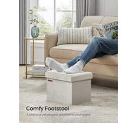 LEDREM Storage Ottoman, Foldable Small Ottoman Foot Rest, 31 X 41 Cm Foot Stool,cream White