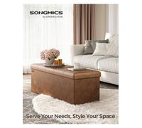 LEDREM Storage Ottoman, Foldable Small Ottoman Foot Rest, 38 X 110 X 38 Cm, Cube Ottoman With Storage, Load Up To 300 Kg, For Living Room