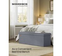 LEDREM Storage Ottoman, Foldable Storage Bench, 38 X 110 X 38 Cm, Flipping Lid, 300 Kg Load Capacity, For Hallway, Living Room, Bedroom