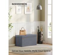 LEDREM Storage Ottoman, Foldable Storage Bench, 38 X 76 X 38 Cm, Flipping Lid, 300 Kg Load Capacity