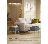 LEDREM Storage Ottoman, Foot Stool, Ottoman With Padded Seat, Foot Rest With Wood Legs, Small Table, For Hallway, Living Room