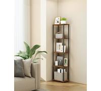 LEDREM Superfast Toolless Assembly, 5-Tier Living Room Shelf, Standing Shelving Unit, Bedroom, Kitchen, Rustic Brown And Black