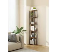 LEDREM Superfast Toolless Assembly, 6-Tier Living Room Shelf, Standing Shelving Unit, Bedroom, Kitchen, Rustic Brown And Black