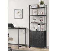 Ledrem Tall Bookshelf With Door, 6-Tier Bookcase, Metal Frame, Adjustable Shelves, 24 X 60 X 159.5 Cm, Living Room Bedroom