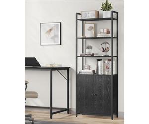 Ledrem Tall Bookshelf With Door, 6-Tier Bookcase, Metal Frame, Adjustable Shelves, 24 X 60 X 159.5 Cm, Living Room Bedroom