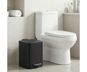 Ledrem Trash Bin, Kitchen Bin, Steel Pedal, With Inner Bucket, Soft Close And Stays Open, 6 L, Black