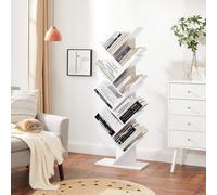 LEDREM Tree Bookshelf, 9-Tier Floor Standing Bookcase, Space-Saving Corner Shelf, With Wooden Shelves For Bedroom, Living Room
