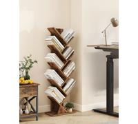LEDREM Tree Bookshelf, Modern Bookcase, Floor Standing Book Shelf, For Bedroom, Living Room, Home, 20 X 38 X 115.2 Cm, Rustic Brown