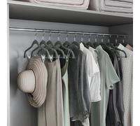 LEDREM Trouser Hangers, Set Of 30 Velvet Hangers With Adjustable Clips, 42.5 Cm Long, Non-Slip, Space-Saving, For Skirts, Coats