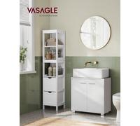 LEDREM Under Sink Bathroom Cabinet, Under Sink Storage Cabinet, 2 Compartments Behind The Door, Fits Various Washbasins, With Feet