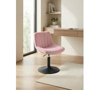 Ledrem Velvet Dressing Table Chair, Height-Adjustable Swivel Stool With Backrest, Pink