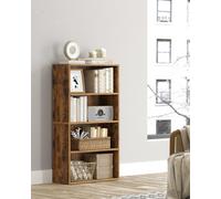 LEDREM Vookshelf, 4-Tier Bookcase, Storage Shelving Unit, Display Shelf With Open Compartments, Adjustable Storage Shelves, Rustic Brown