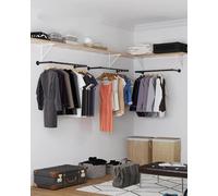 LEDREM Wall-Mounted Clothes Rails, Set Of 2, Industrial Pipe Clothes Rails For Clothes, Space-Saving, Heavy-Duty,black