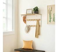 Ledrem Wall-Mounted Coat Rack, Wall Shelf With 10 Removable Hooks, Clothes Rail, Coat Hooks With Shelf