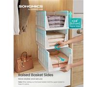 Ledrem Wardrobe Storage Organiser Set Of 3, Stackable Foldable Pull-Out Baskets, 33 X 43 X 73 Cm, White