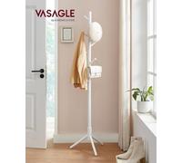LEDREM Wooden Coat Rack With 8 Hooks, 3 Adjustable Heights, For Clothes, Hats, Bags, Entryway, Living Room, Bedroom, Office