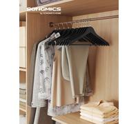 LEDREM Wooden Hangers, Pack Of 20, Coat Hangers, Pants Bar, Swivel Hooks, Solid Birch Wood, For Jackets, Shirts, Coats