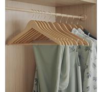 LEDREM Wooden Hangers, Pack Of 30, Coat Hangers, Pants Bar, 360 Swivel Hooks, Solid Birch Wood, For Jackets, Shirts, Coats, Beige