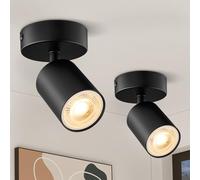 Ledronix Spotlights 2 Pack, Matt Black Rotatable Round Ceiling Lights, Modern Metal, GU10 LED Spotlight, Ceiling Spotlight Fitting, Indoor Use